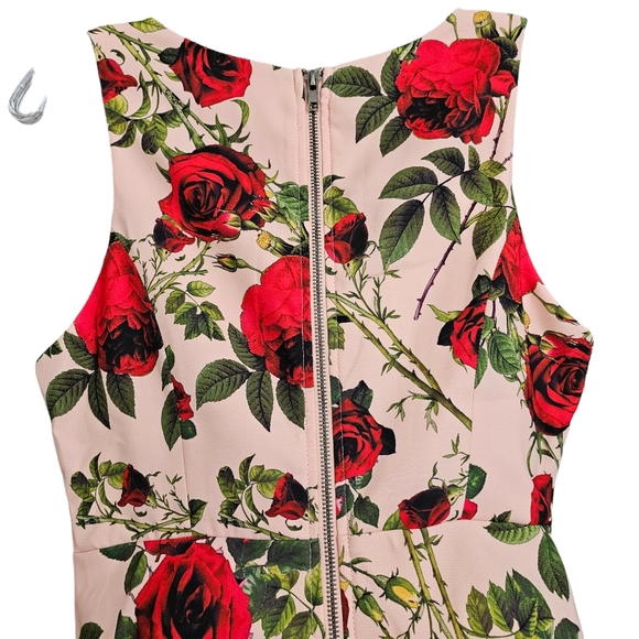 Nwot Ginger Fizz Sleeveless Plunging V Peach/Red Roses Asymmetrical Midi… - Picture 13 of 17